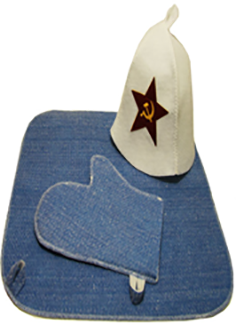 Набор банный мужской "Советская звезда" (шапка, рукавица, коврик) (нв041)